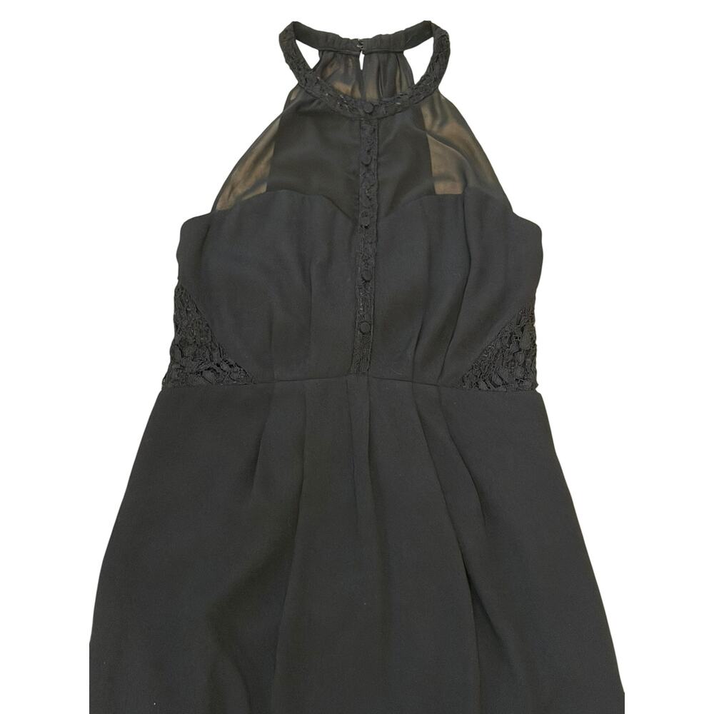 Greylin Black Halter Cocktail Dress | Mesh Yoke | Lace Waist | NWT | Size M - Picture 4 of 12